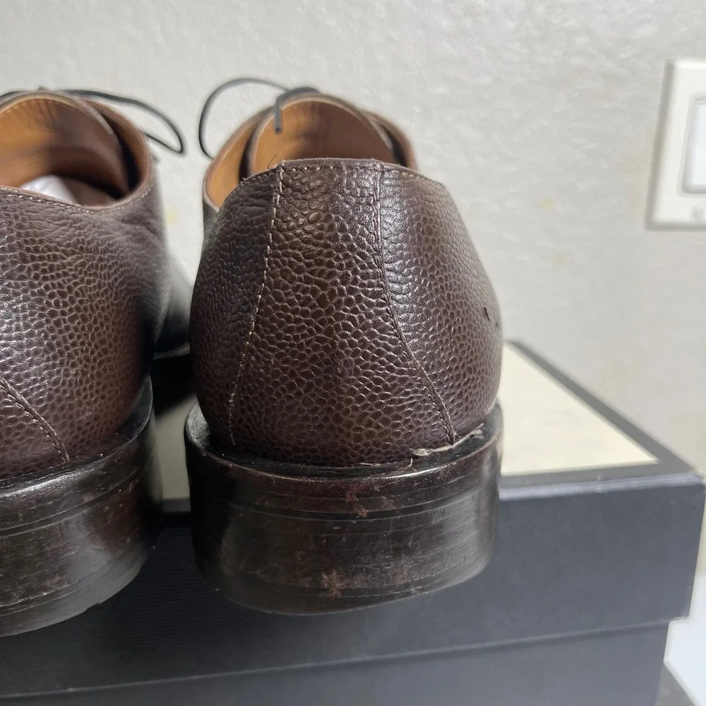 COLE HAAN Brown Pebble Leather Split‎ Toe Oxfords Dress Shoes Men's Size 10 M